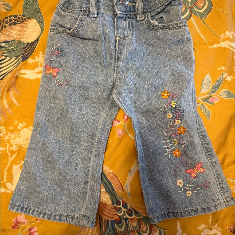 Vintage Embroidered Blue Denim Kids Jeans